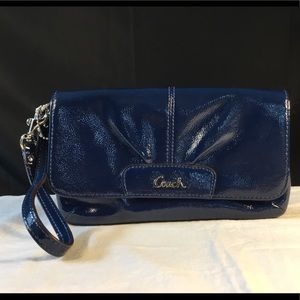 Navy Patent Wristlet